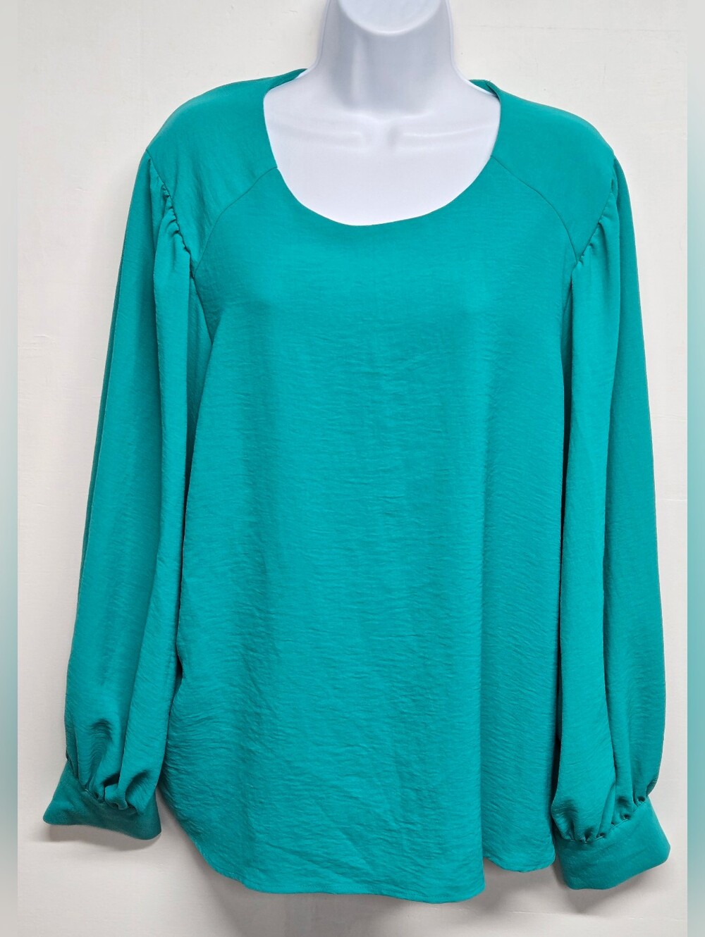 Calvin Klein XL Top Green Flowy Polyester Long Sleeves Business Casual